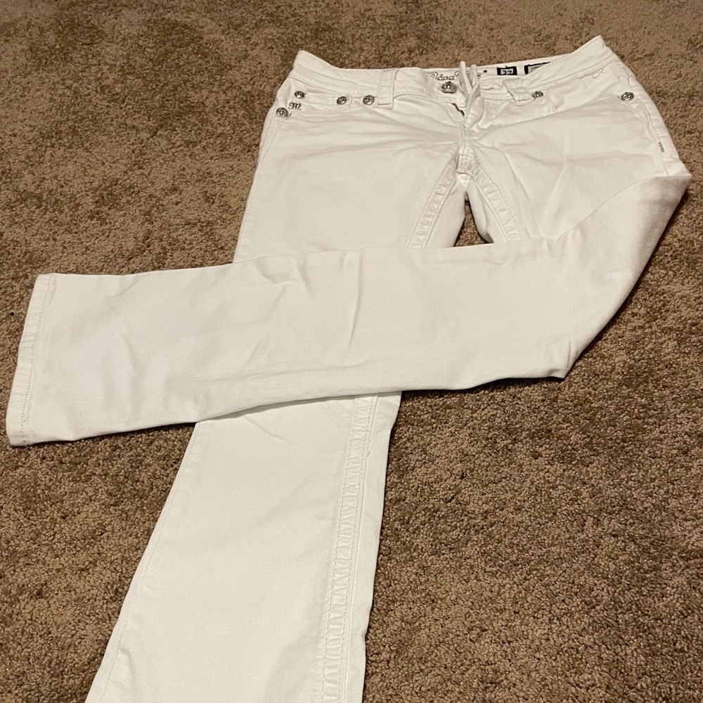 Miss Me bootcut white jeans.